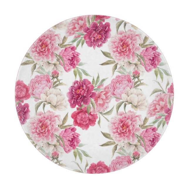 Planche À Découper Aquarelle Peoné rose : Élégance florale (Devant)