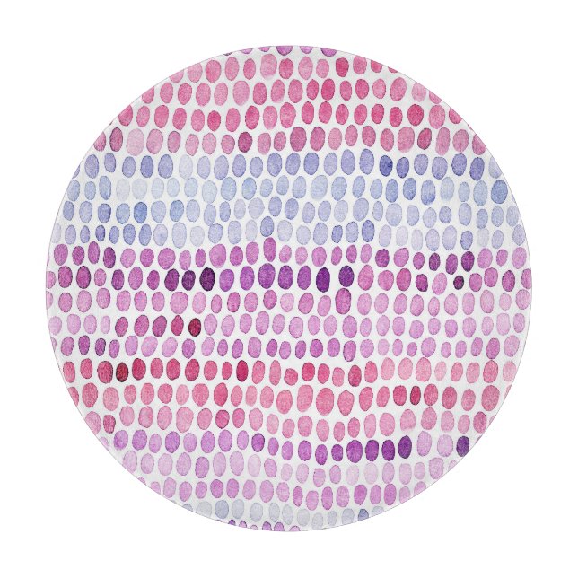 Planche À Découper Aquarelle rayée : Polka gris rose (Devant)
