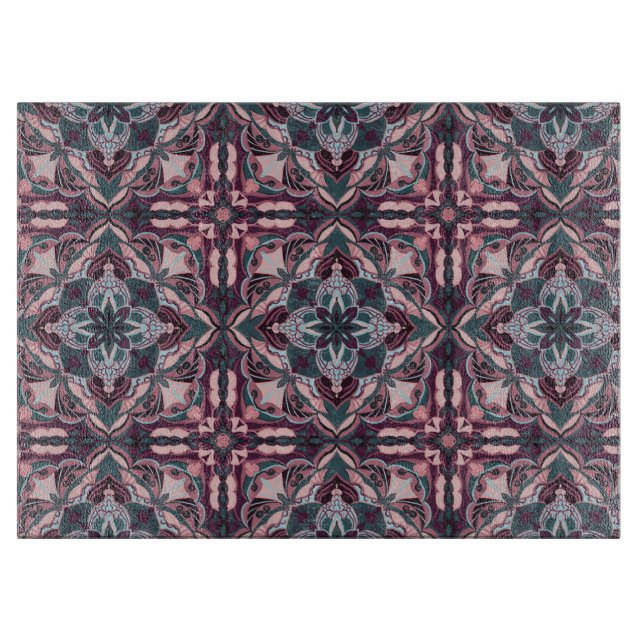 Planche À Découper Aquarelle rose Azulejo Carrelage espagnol (Devant)