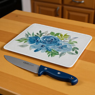 Planche À Découper Aquarelle Rose bleue