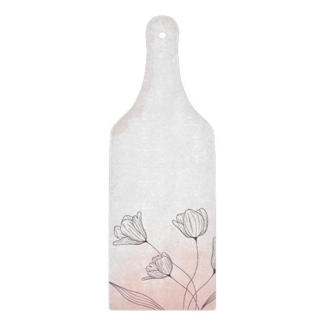 Planche À Découper Aquarelle rose romantique Floral (Devant)