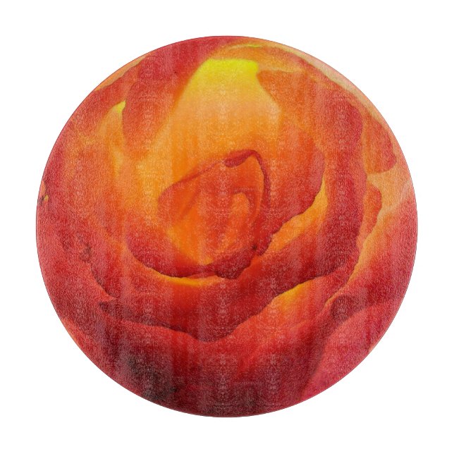Planche À Découper Aquarelle Rose rouge et jaune (Devant)
