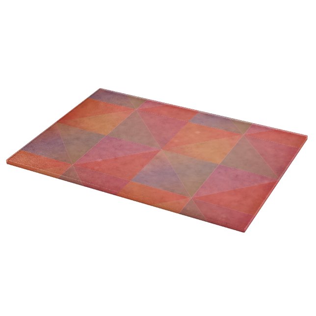 Planche À Découper Aquarelle rose rouge Triangles Art géométrique (Coin)