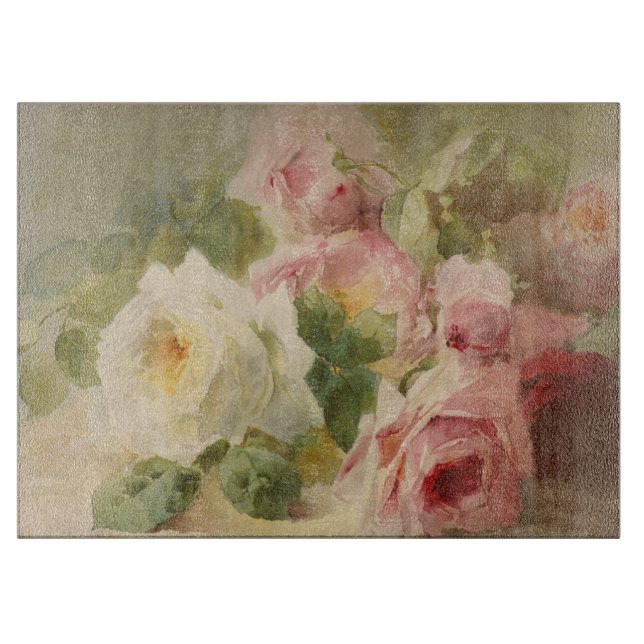 Planche À Découper Aquarelle rose victorienne vintage (Devant)