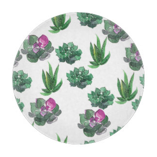 Planche À Découper Aquarelle Succulente Conception Motif transparente