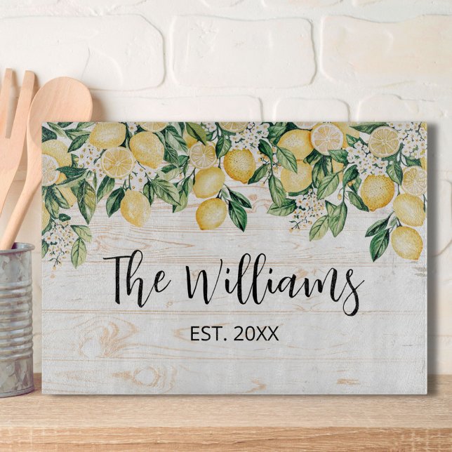 Planche À Découper Arbre à Citron Jaune Monogrammé Bois Blanc (In situ)