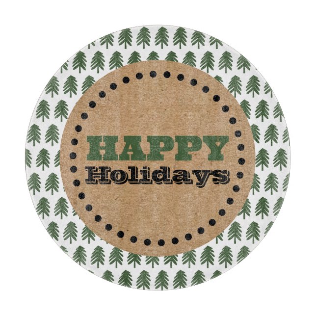 Planche À Découper Arbre de Noël vert et blanc moderne (Devant)
