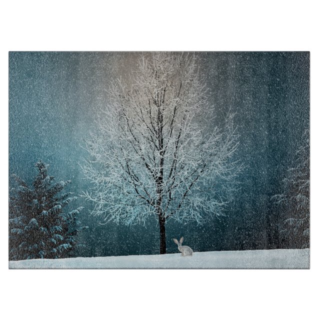 Planche À Découper Arbre givre le soir (Devant)