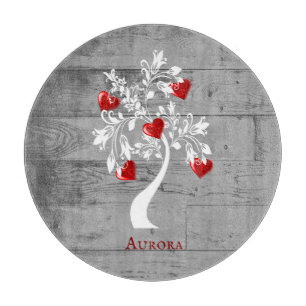Planche À Découper Arbre rouge des coeurs Tableau de coupe personnali