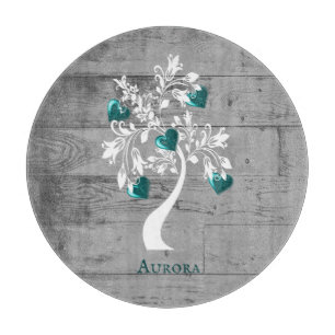 Planche À Découper Arbre turquoise des Coeurs Tableau de coupe person