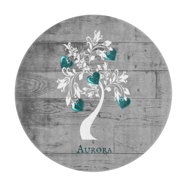 Planche À Découper Arbre turquoise des Coeurs Tableau de coupe person (Devant)