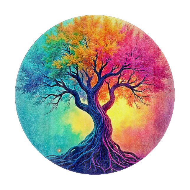 Planche À Découper Arbre Vibrant de Vie : Design Racines de l'Espoir  (Devant)