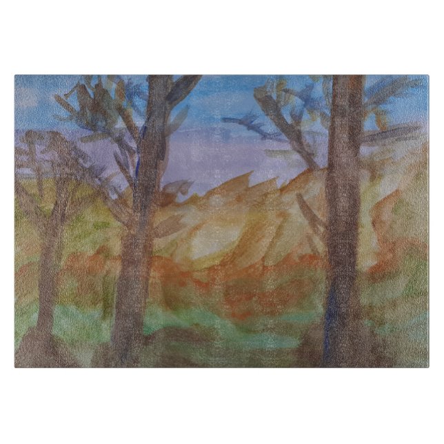 Planche À Découper Arbres au coucher du soleil (Devant)