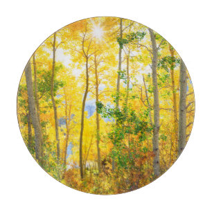 Planche À Découper Arbres d'Aspe en Automne   Montagnes de la Sierra 