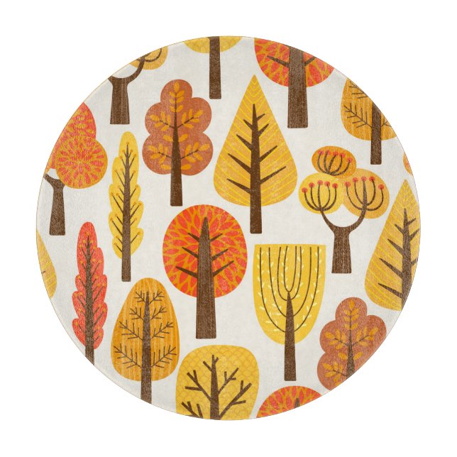 Planche À Découper Arbres d'automne, motif sans soudure. (Devant)