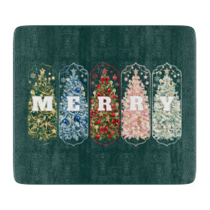 Planche À Découper Arbres de Noël Colorés Joyeux 