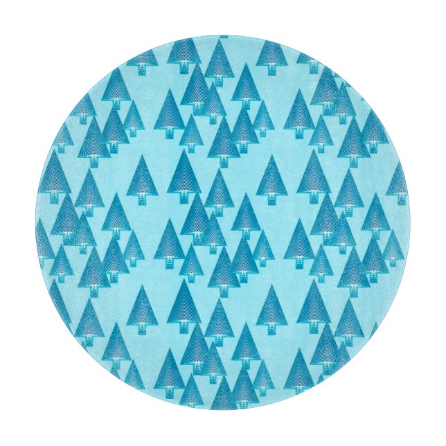 Planche À Découper Arbres de Noël métalliques modernes - bleu ciel (Devant)
