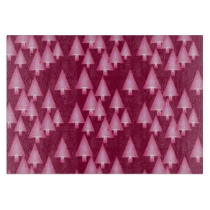 Planche À Découper Arbres de Noël métalliques modernes - rose & vin