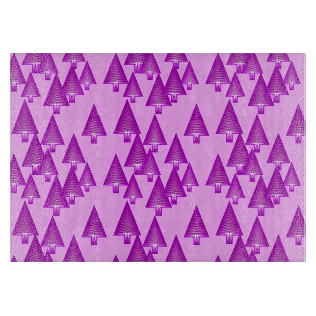 Planche À Découper Arbres de Noël métalliques modernes - violet (Devant)