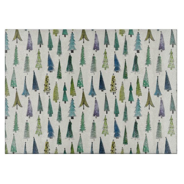 Planche À Découper Arbres de Noël modernes motif illustré (Devant)