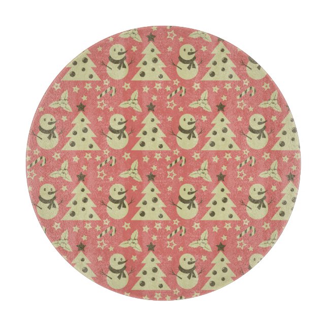 Planche À Découper Arbres de Noël rétro sucre de canne étoile aux bai (Devant)