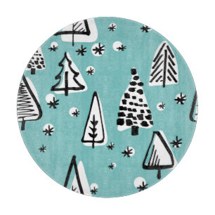 Planche À Découper Arbres de Noël scandinaves : graphismes vintages.