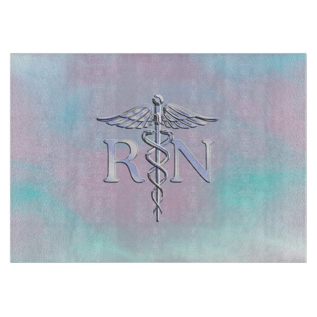 Planche À Découper Argent comme RN Caduceus Médicale Mère Pearl (Devant)