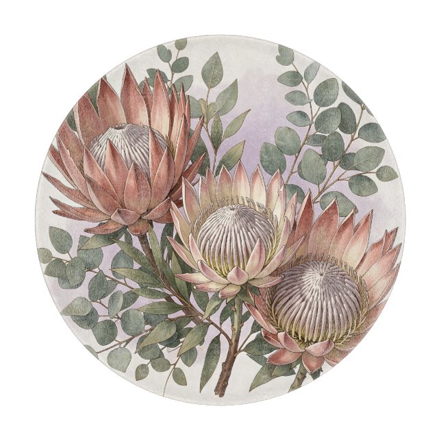 Planche À Découper Arrangement botanique d'eucalyptus et de protée ro (Devant)
