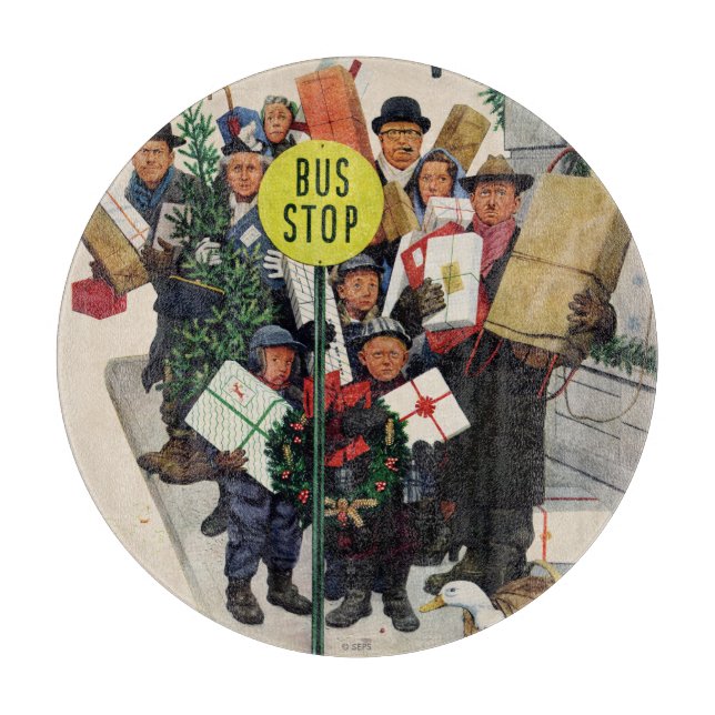 Planche À Découper Arrêt de bus à Noël (Devant)