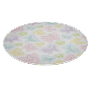 Planche À Découper Arrière - plan avec des papillons dans l'aquarell