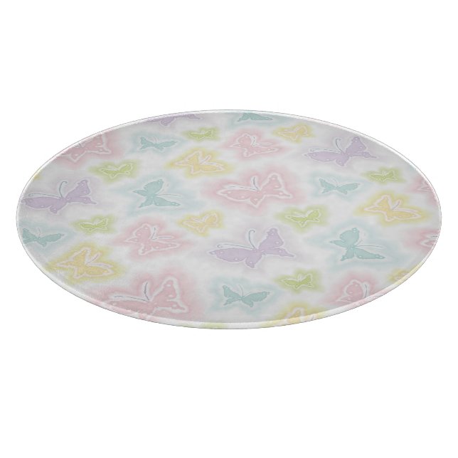 Planche À Découper Arrière - plan avec des papillons dans l'aquarelle (Coin)