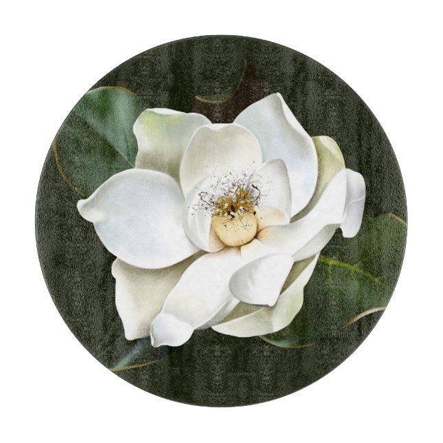 Planche À Découper Arrière - plan blanc Magnolia Closeup Vert (Devant)
