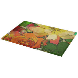 Planche À Découper arrière - plan coloré vintage floral 2 d'art