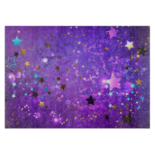 Planche À Découper Arrière - plan de feuille violet avec étoiles
