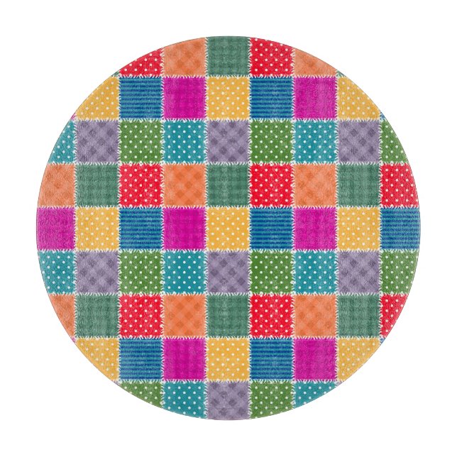 Planche À Découper Arrière - plan Patchwork : Mélange de Motifs diver (Devant)
