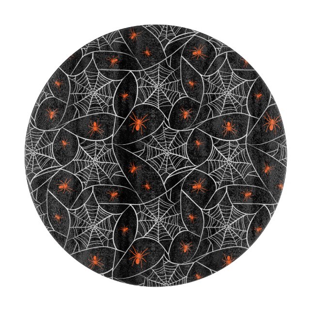 Planche À Découper Arrière - plan web d'Halloween et araignées. (Devant)