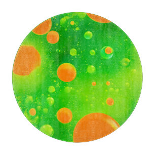 Planche À Découper Art abstrait de bulles orange et vert