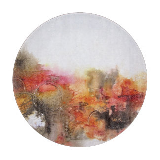 Planche À Découper Art abstrait moderne blanc orange rouge-brun