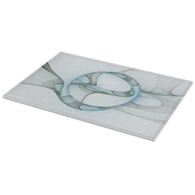 Planche À Découper Art Abstrait moderne Fractal Bleu Turquoise Gris (Coin)