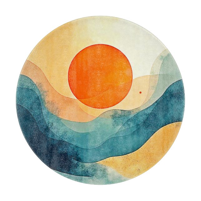 Planche À Découper Art Abstrait Sunset Waves (Devant)