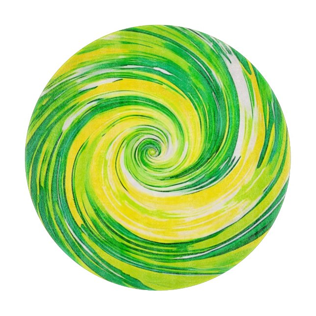 Planche À Découper Art abstrait vert jaune en spirale (Devant)