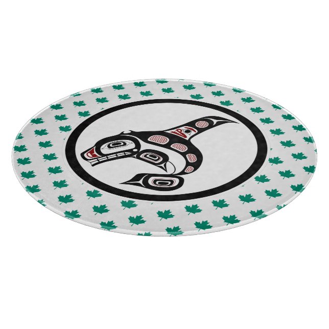 Planche À Découper Art amérindien Haïda rouge noir orque baleine (Coin)