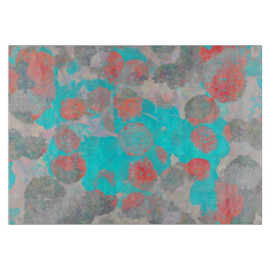 Planche À Découper Art bleu rouge romantique floral / motif de fleurs