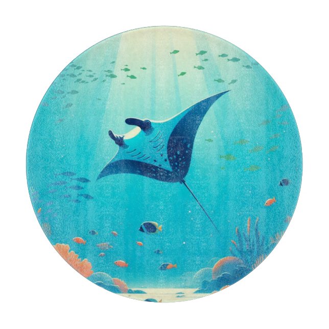 Planche À Découper Art côtier classique, raie manta (Devant)