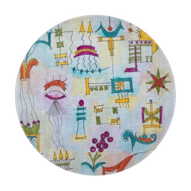 Planche À Découper Art d'aquarelle moderne peint à la main Atlantis (Devant)