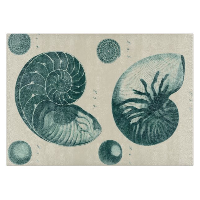 Planche À Découper Art de coquillage rouge et vert (Devant)