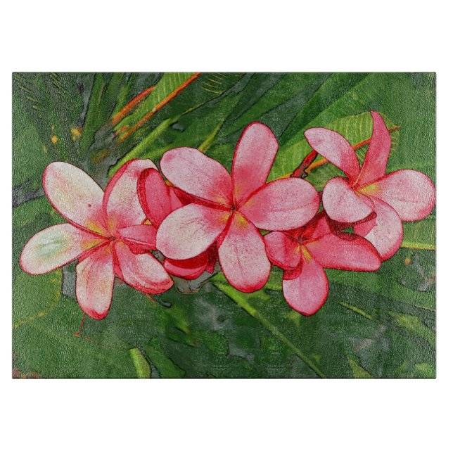 Planche À Découper Art de Frangipanier Tropical Rose (Devant)