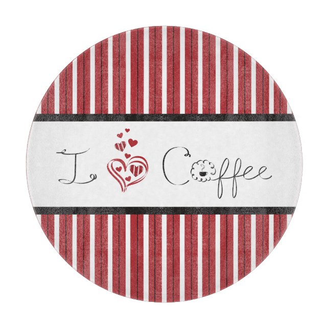 Planche À Découper Art de lettre J'adore le café (Devant)