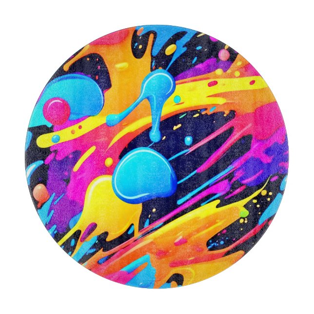 Planche À Découper Art de peinture éclaboussée au néon (Devant)