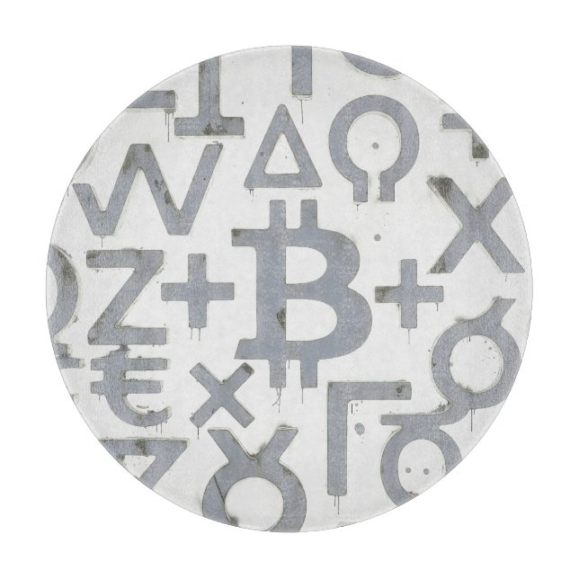 Planche À Découper Art de rue Bitcoin (Peinture blanche n° 1) (Devant)